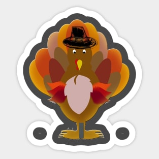 Turkey Face & Running Pilgrim Trot Funny Gift Sticker